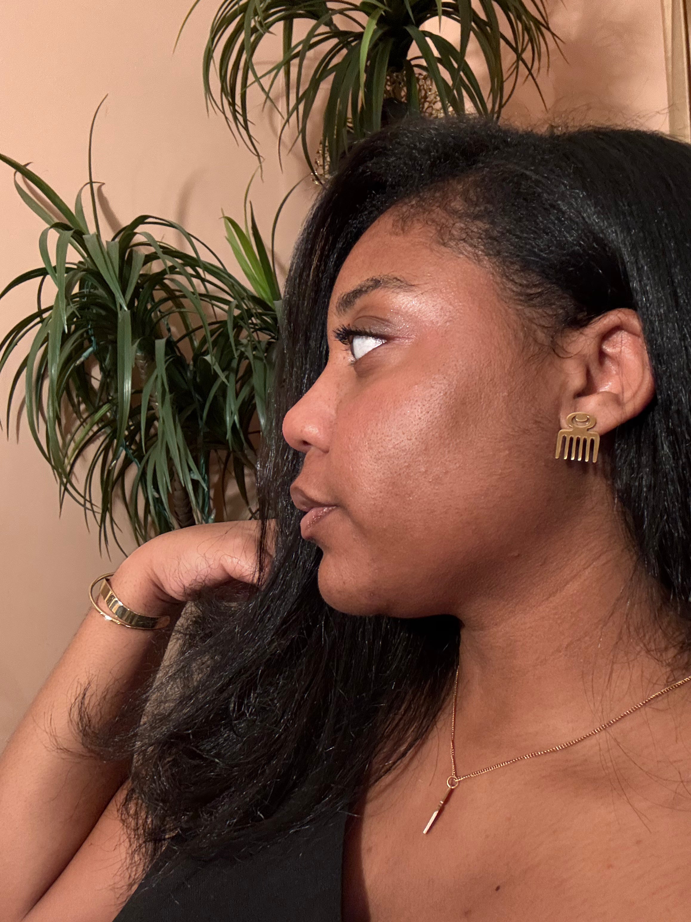 Black Coils & Mama's Hand Afro Comb Earrings